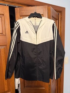 adidas Black and White Hooded Track Jacket